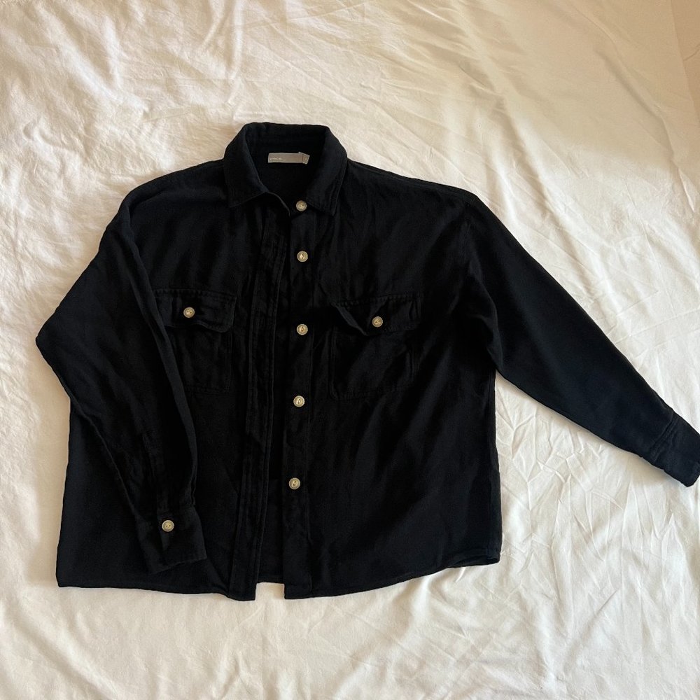 Vince Black Collared Long Sleeve Button Up Shirt
